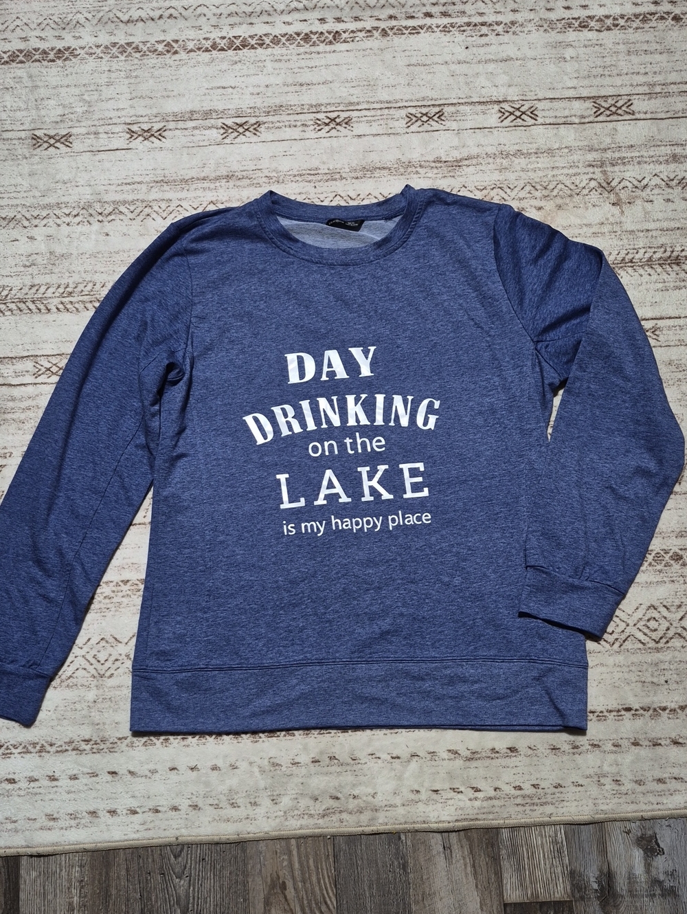 Blue 'Day Drinking on the Lake' Long Sleeve Pullover